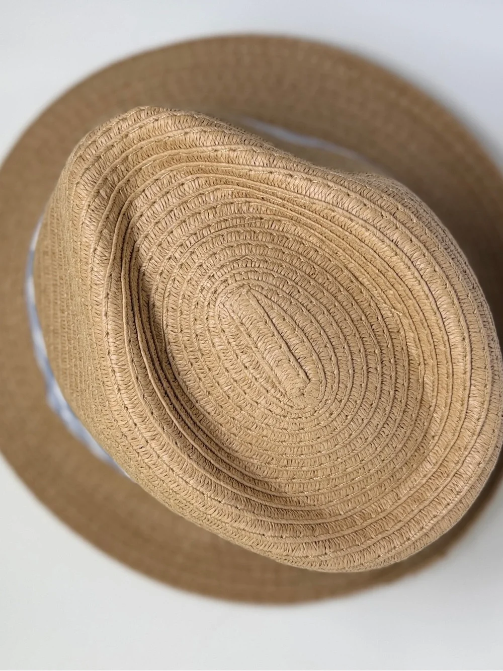 Kids Straw Fedora Hat with Blue Gingham Band